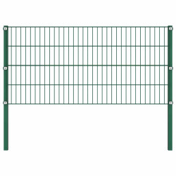 Painel de vedação com postes de ferro 176,5x80 cm verde