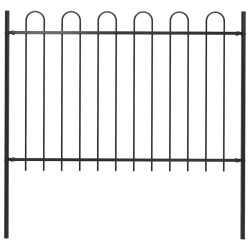 Cerca de jardim boxtel com topo em arco, em aço, 170x120 cm, preto