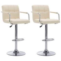 Bancos de bar 2 pcs tecido cor creme