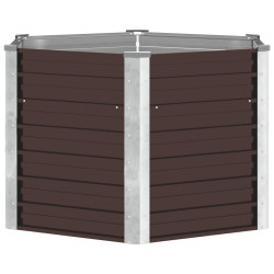 Canteiro elevado jardim aço galvanizado 129x129x77 cm castanho