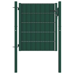 Portão de cerca em PVC e aço 100x81 cm verde