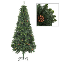Árvore de natal artificial com pinhas 210 cm verde