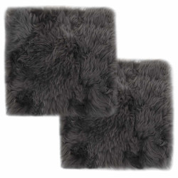 Almofadas p/ cadeira 2 pcs 40x40cm pele carneiro cinzento-claro