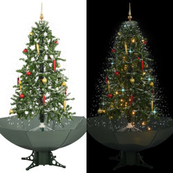 Árvore de natal com neve base formato guarda-chuva 170 cm verde