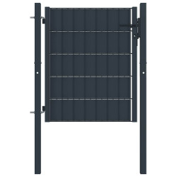 Portão de cerca em PVC e aço 100x100 cm antracite.