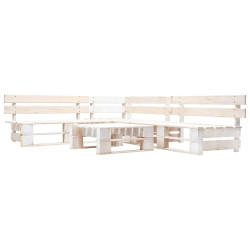 Sofás de paletes para jardim 4 pcs madeira branco