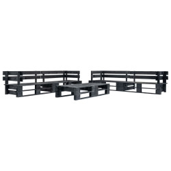 Sofás de paletes para jardim 6 pcs madeira preto