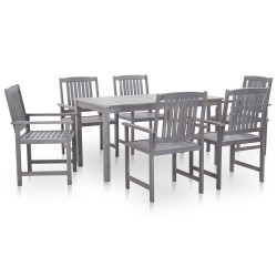 7 Pcs conj. de jantar p/ exterior acácia maciça cinzento lavado