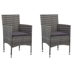 Cadeiras de jantar para jardim 2 pcs vime PE cinzento