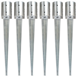 Estacas de enterrar 6 pcs 10x76 cm aço galvanizado prateado