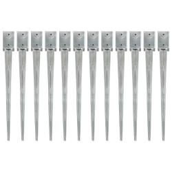 Estacas de enterrar 12 pcs 9x9x90 cm aço galvanizado prateado