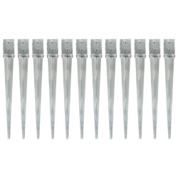 Estacas de enterrar 12 pcs 10x10x91 cm aço galvanizado prateado