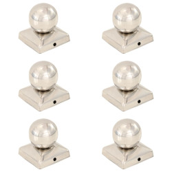 Tampas em globo p/ postes vedação 6 pcs aço inoxidável 71x71mm