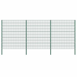 Painel de vedação com postes de ferro 522x200 cm verde