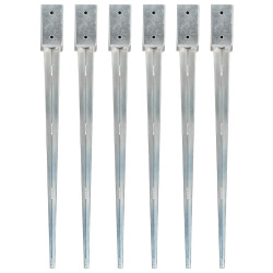 Estacas de enterrar 6 pcs 7x7x90 cm aço galvanizado prateado