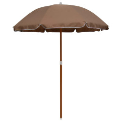 Guarda-sol de jardim c/ poste de aço 180cm cinzento-acastanhado