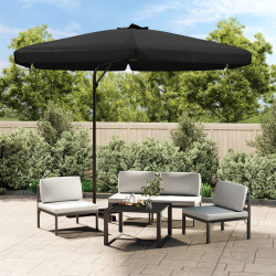 Guarda-sol de jardim com poste de aço 300 cm preto