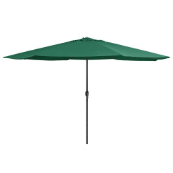 Guarda-sol de jardim com poste de metal 390 cm verde
