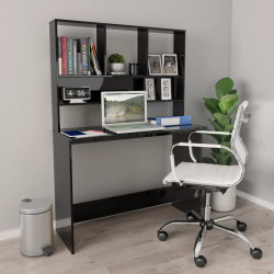 Secretária c/ prateleiras 110x45x157cm contrap. preto brilhante