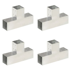 Bases para poste em forma de t 4 pcs 81x81 mm metal galvanizado