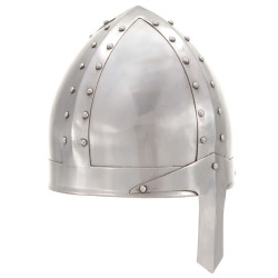 Capacete de cavaleiro medieval réplica larp aço prateado