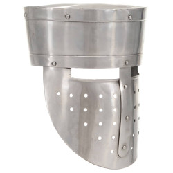Capacete de cavaleiro medieval réplica larp aço prateado