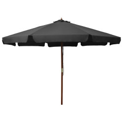 Guarda-sol de exterior com poste de madeira 330 cm antracite