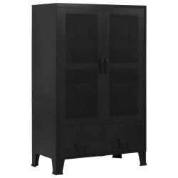 Armário de escritório com portas rede 75x40x120 cm aço preto