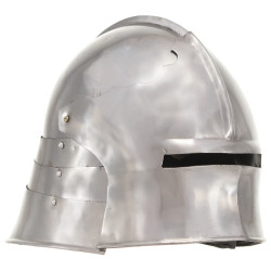 Capacete de cavaleiro medieval réplica larp aço prateado
