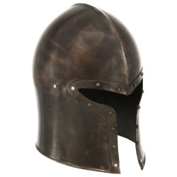Capacete de cavaleiro medieval réplica larp aço prateado