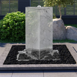 Fonte de jardim triangular com bomba 76 cm aço inoxidável