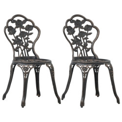 Cadeiras de bistrô 2 pcs alumínio fundido bronze