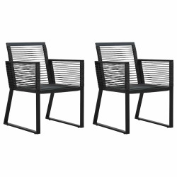 Cadeiras de jardim 2 pcs vime de PVC preto