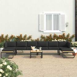 Sofás de canto para jardim com almofadões 5 pcs alumínio e wpc
