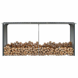 Abrigo jardim p/ arrumação troncos aço 330x92x153cm antracite