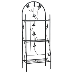 Suporte para plantas com 3 prateleiras 52x28x128 cm ferro preto