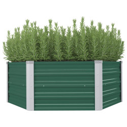 Canteiro de jardim elevado 129x129x45 cm aço galvanizado verde