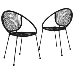 Cadeiras de jardim 2 pcs vime de PVC preto