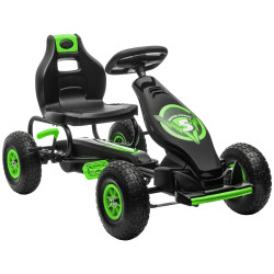 Kart a pedais para crianças 5-12 anos com assento ajustável pneus insufláveis amortecimento e travão de mão 121x58x61 cm verde
