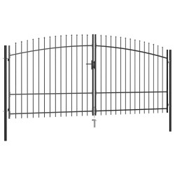 Portão de cerca de porta dupla woerden com topo em forma de lança 400x224,5 cm