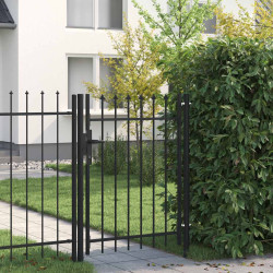 Portão de cerca boxtel porta única com ponta de aço 1x1,2 m preto