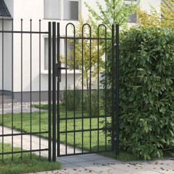 Portão de cerca boxtel porta única com topo arqueado em aço 1x1,75 m preto