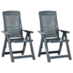 Cadeiras de jardim reclináveis 2 pcs plástico verde