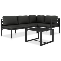 5 Pcs conjunto lounge jardim com almofadões alumínio antracite