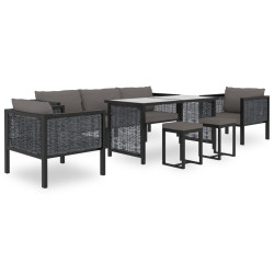 8 Pcs conjunto lounge de jardim c/ almofadões vime PE antracite