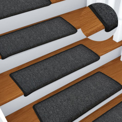 Tapetes de escada 15 peças 65x21x4 cm antracite com borda retangular