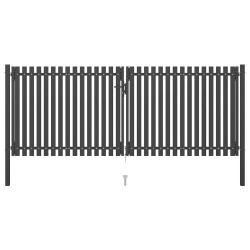 Portão de cerca de jardim em aço 400x125 cm antracite