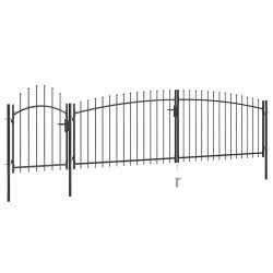 Portão de cerca de jardim woerden com ponta em forma de lança, 5x1,25 m, preto
