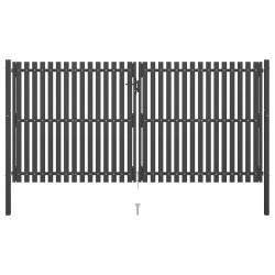 Portão de cerca de jardim em aço 400x175 cm antracite