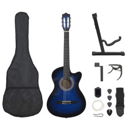 12 Pcs conjunto de guitarra clássica com 6 cordas 38" azul